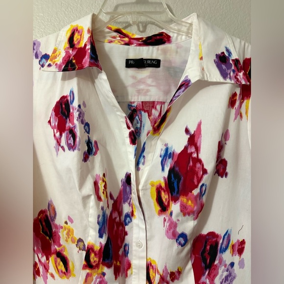 Beautiful White Vibrant Multicolor Floral Button-Up Dress with Pockets. Size 1X - Picture 3 of 15